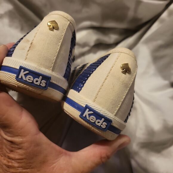 Kate spade/ keds sequin blue canvas is white good used condition sz.7.5 - Picture 3 of 7
